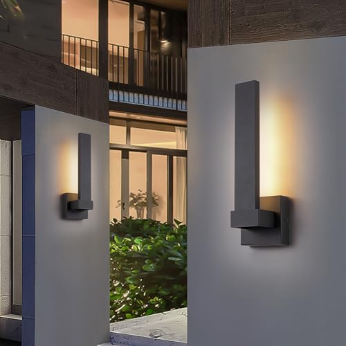 Modern Outdoor Wall Lights 15.5" LED Exterior Lighting Fixtures Patio Wall Lights Fixture Waterproof Outside Wall Sconces for Porch Yard Front Door Garage (Black / 15.5 inch-1 Pack)