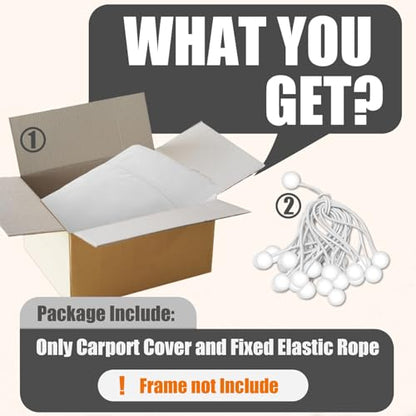 10' x 20' Carport Replacement Canopy Cover (White / 10'x20')
