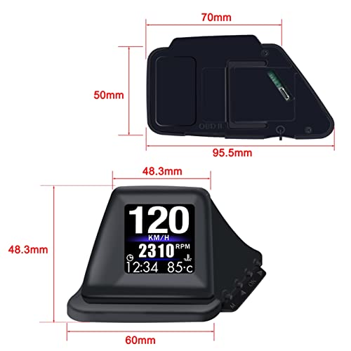 Head Up Display for Car Digital Speedometer Display GPS+OBD2 Dual System Smart Gauge MPH Clock RPM Over Speed Alarm Odometer for All Vehicle (A401 Connection)