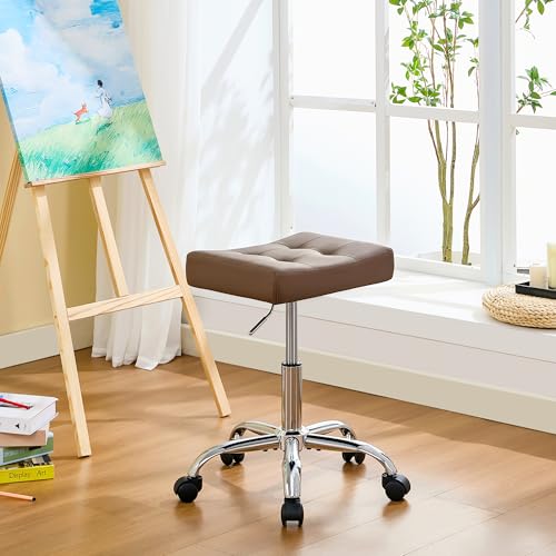 Hairstylist Stool with Wheels (Coffee Brown)