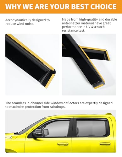 in Channel Window Rain Guard for Dodge RAM 1500 2019 (2019-2026 Dodge Ram 1500 Crew Cab New Body Style)