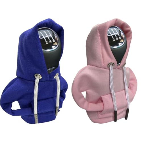 2PCS Car Gear Shift Hoodie Auto Shifter Knob Cover (Blue&Pink / 2 Pcs)