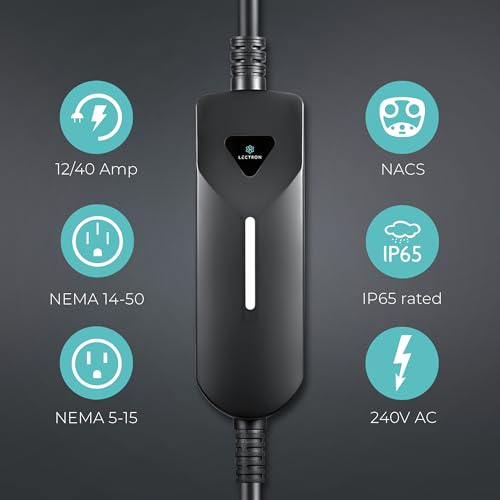 Level 1/2 (12A & 40A) Tesla NACS EV Charger - Dual-Level Electric Vehicle Charging Station with NEMA 14-50/5-15 Plug - Portable Electric Car Charger for All NACS Electric Vehicles (Level 1/2 (12A & 40A))