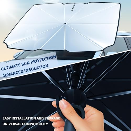 2026 Upgraded Car Windshield Sun Shade Umbrella Foldable Sunshade UV Block (L)