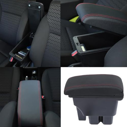 Armrest Box Center Console Seat Storage Box for Suzuki Jimny 2019 (Black-B Red Line)