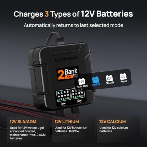 2 Bank Marine Battery Charger 5X2