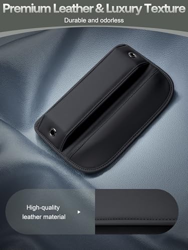 Premium Leather Car Seat Gap Filler Organizer (01 Black, 1 Pack)