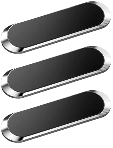 Flat Magnetic Phone Mount 3 Pack. Silver Cell Phone Holder for Car Dashboard (SILVER / 3 pack)