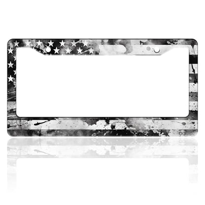 Vintage American Flag License Plate Frame Stainless Steel 6.3 X 12.2 Inch (Vintage American Flag)
