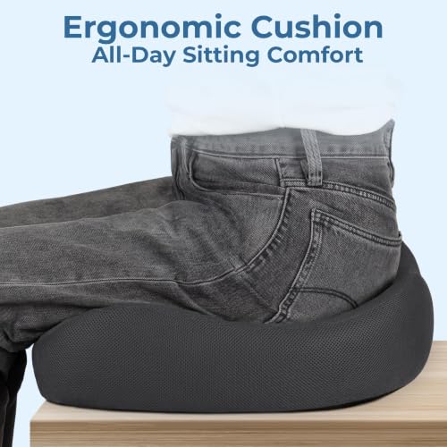 Seat Cushion Memory Foam Chair Pad for Tailbone Pain Relief (Dark Gray / XX-Large)