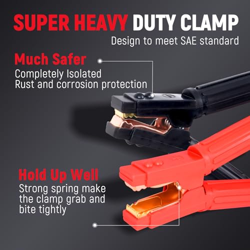 0 Gauge 20 Feet 1000 Amp Heavy Duty Jumper Cables for Car (0 Gauge, (20FT) Standard Connector)
