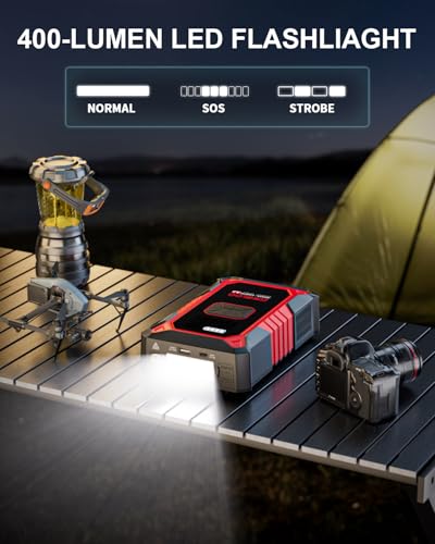A3 12V 3000A Portable Jump Starter with Air Compressor (Red)