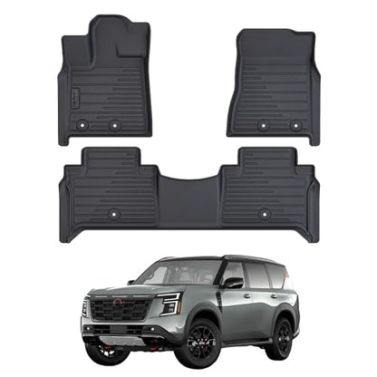 2 Rows Floor Mats for 2025 Nissan Armada 7 and 8 Passenger Models (2025 Armada Floor Mats)