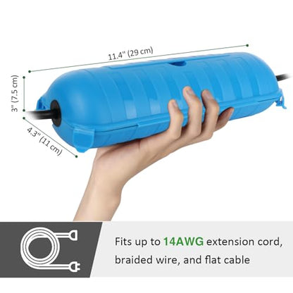 Outdoor Extension Cord Safety Cover (Blue / Medium Box: 9.5" L x 3" W x 2.9" H)
