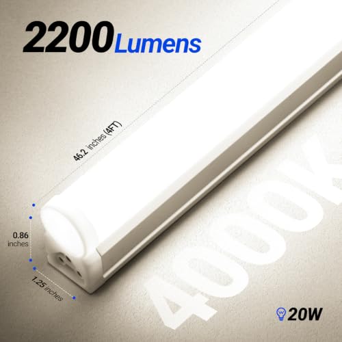 6 Pack LED T5 Single Fixture (4000k Cool White / 4 Feet-6 Power Cords)