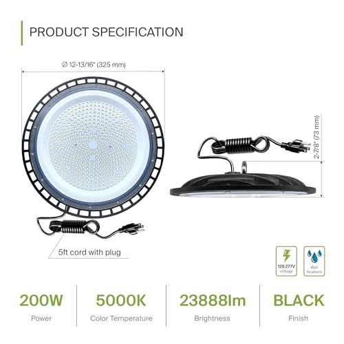 200W LED Low Bay Lighting (Black)