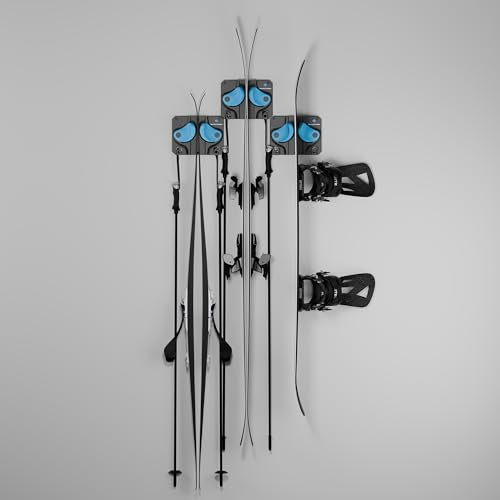Ultimate Ski & Snowboard Wall Rack (Cyan / Three Pack)