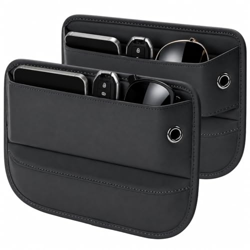 Premium Leather Car Seat Gap Filler Organizer (Black)