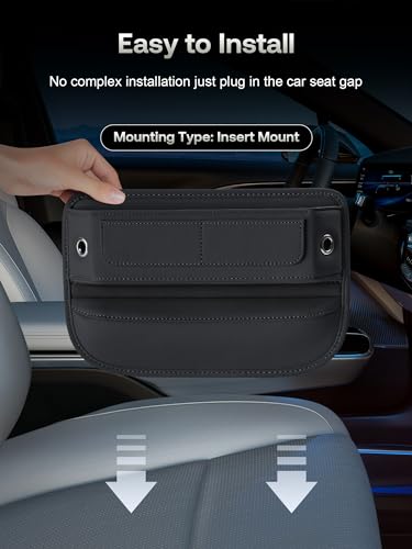 Universal Fit Premium Leather Car Seat Gap Filler Organizer (01 Black, 1 Pack)
