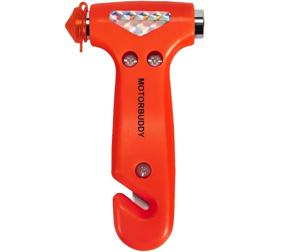 Car Window Breaker Seatbelt Cutter and Emergency Glass Breaker (Red (1 Pack))