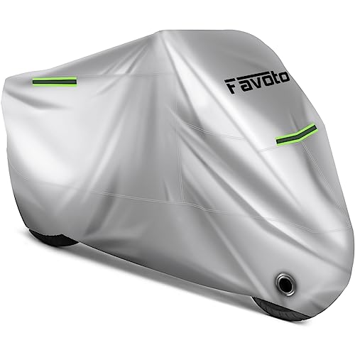 Motorcycle Cover Waterproof Outdoor Motorcycle Cover Heavy Duty (Silver / 104")