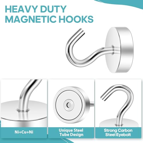 Magnetic Hooks Steel Tube Design for Cruise (Silver / 40lb Magnetic Hooks)