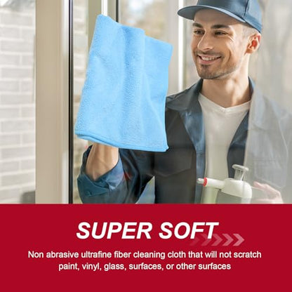 200 Pcs Microfiber Cleaning Cloth 16x16 Inch Microfiber Towels for Car Ultra Absorbent Cleaning Rags Reusable Lint Free Streak Free Detailing Towel for Car Washing Drying Dusting (Blue)