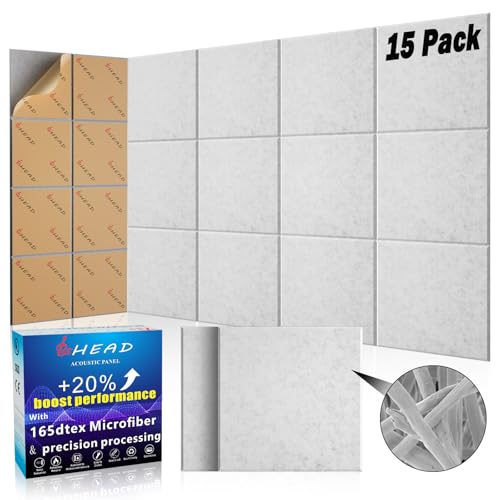 15 pcs 165dtex Microfiber Acoustic Panels (Small 15 Pack Thin / Pure Gray)