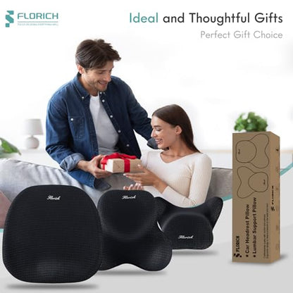 Car Seat Cushion and Lumbar Support Pillow for Office Chair Car (Black / 3 Pieces)