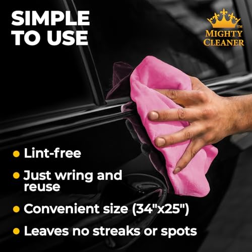 XL Shammy Towel for Car (Pink and Blue / 2 Pack (25” x 34”))