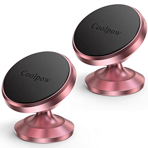 2 Pack】Magnetic Phone Holder for Car Dash Strong Magnetic Car Phone Mount (Rose Gold)