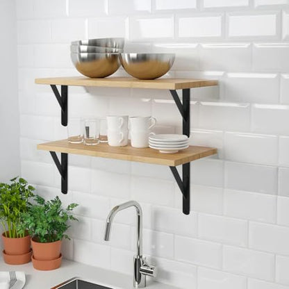 4 Pack L12 x H 8" Black Heavy Duty Shelf Brackets with Screws Metal Shelf Brackets Shelf Support Angle Brackets for Shelves L Brackets Heavy Duty Floating Shelf (4 Pack-Black / 12''x8'')