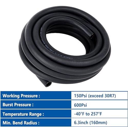 Rubber Fuel Hose Line Push Lock 5 (5/8" ID 25ft)