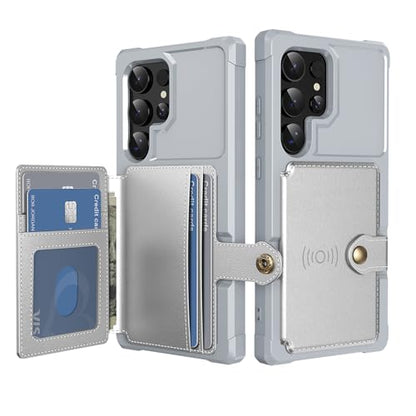 For Samsung Galaxy S25 Ultra Card Holder Case (Silver / Galaxy S25 Ultra)
