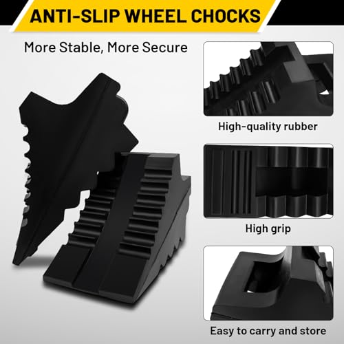 Solid Rubber Wheel Chocks Heavy Duty Trailer Chock (2 Pc Medium)