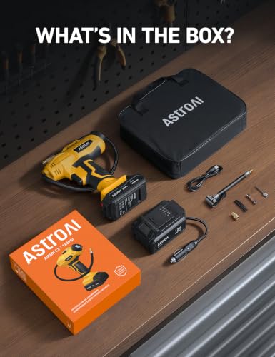Cordless Tire Inflator Portable Air Compressor 160PSI 12VDC Battery (Yellow)
