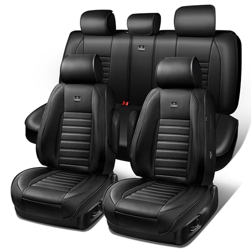 Nappa Leather Car Seat Covers Full Set (Black 5 Seats / Full Set)