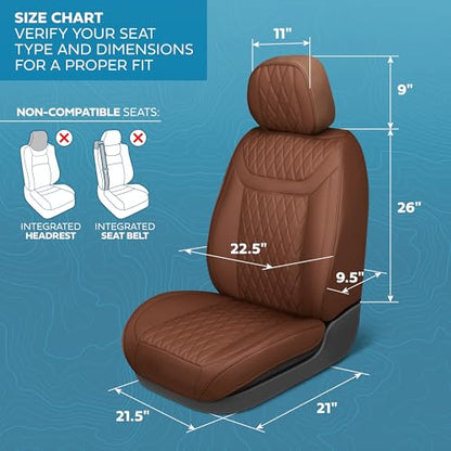 Curated Terracotta Napa Leather Seat Covers for Cars & SUVs (Brown/Black (Teracotta) / Front Seats)