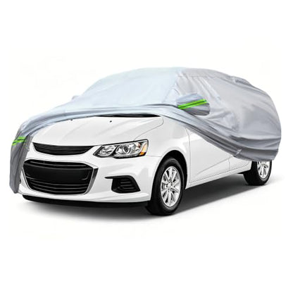 6 Layers Premium Sedan Car Cover Waterproof All Weather Weatherproof UV Sun Protection Snow Dust Storm Resistant Outdoor Exterior Custom Form (Silver Car Cover / K1 - Sedan -（Fits size 165"-181"）)