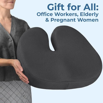 Seat Cushion Memory Foam Chair Pad for Tailbone Pain Relief (Dark Gray / XX-Large)