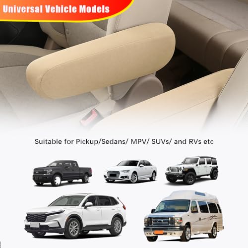 2PC Car Front Seat Armrest Covers (Beige-2PC)