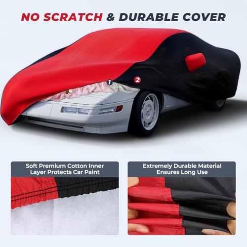 Waterproof Car Cover Custom for Chevy Corvette 1984 (Red Black / Corvette C4)