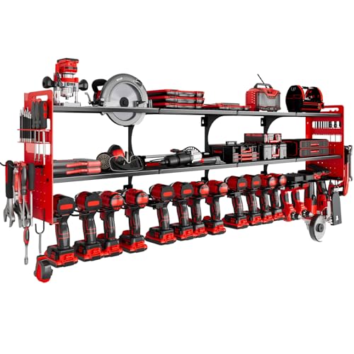 64" Garage Power Tool Wall Organizer (Red)