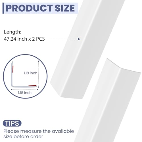 2PCS Wall Corner Protectors Guards (Pure White / 47.24" X 1.18")