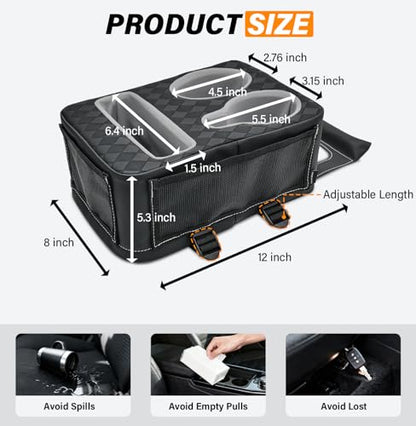 Universal Car Center Console Cup Holder Organizer Armrest Storage Box (12 X 8 X 5.3Inch)