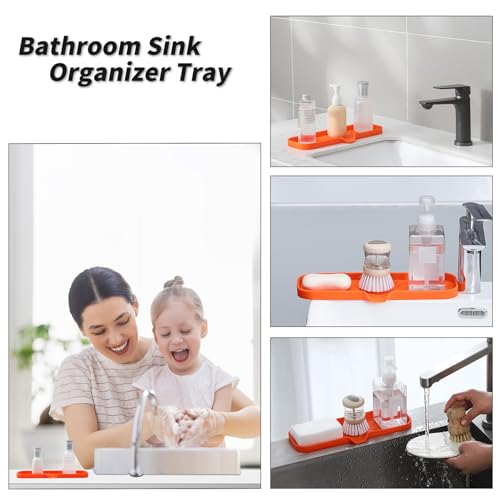 Silicone Soap Dish with Drain Spout (Orange / L(12"×4"))