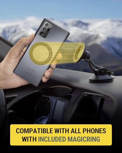 MagicMount™ SMSWD Magnetic Phone Holder for Car Dashboard (Window / Dash Suction / 1 Pack / Black)