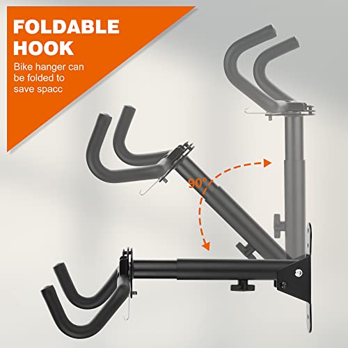 2PACK Bike Rack Garage Bike Wall Mount Bicycle Wall Hanger Bike Hook Bike Storage Rack for Indoor Storage Bike Horizontal Hanger Bicycle Wall Mount Bicycle Wall Rack (2 BIKE)