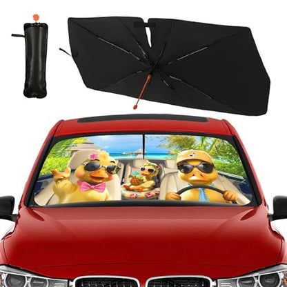 Funny Duck Car Windshield Sunshade Umbrella Foldable Umbrella (57X31 Inch / Color-DUCK1)