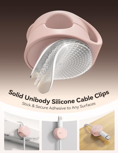 8 Pack Silicone Cord Organizer Magnetic Cable Clips (Pink)